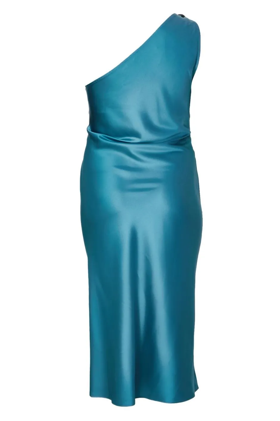 Quiz Curve Teal Satin One Shoulder Midaxi Dress Outlet