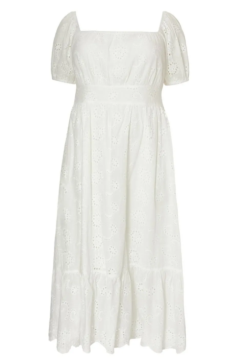 Quiz Curve White Embroidered Midi Dress Sale