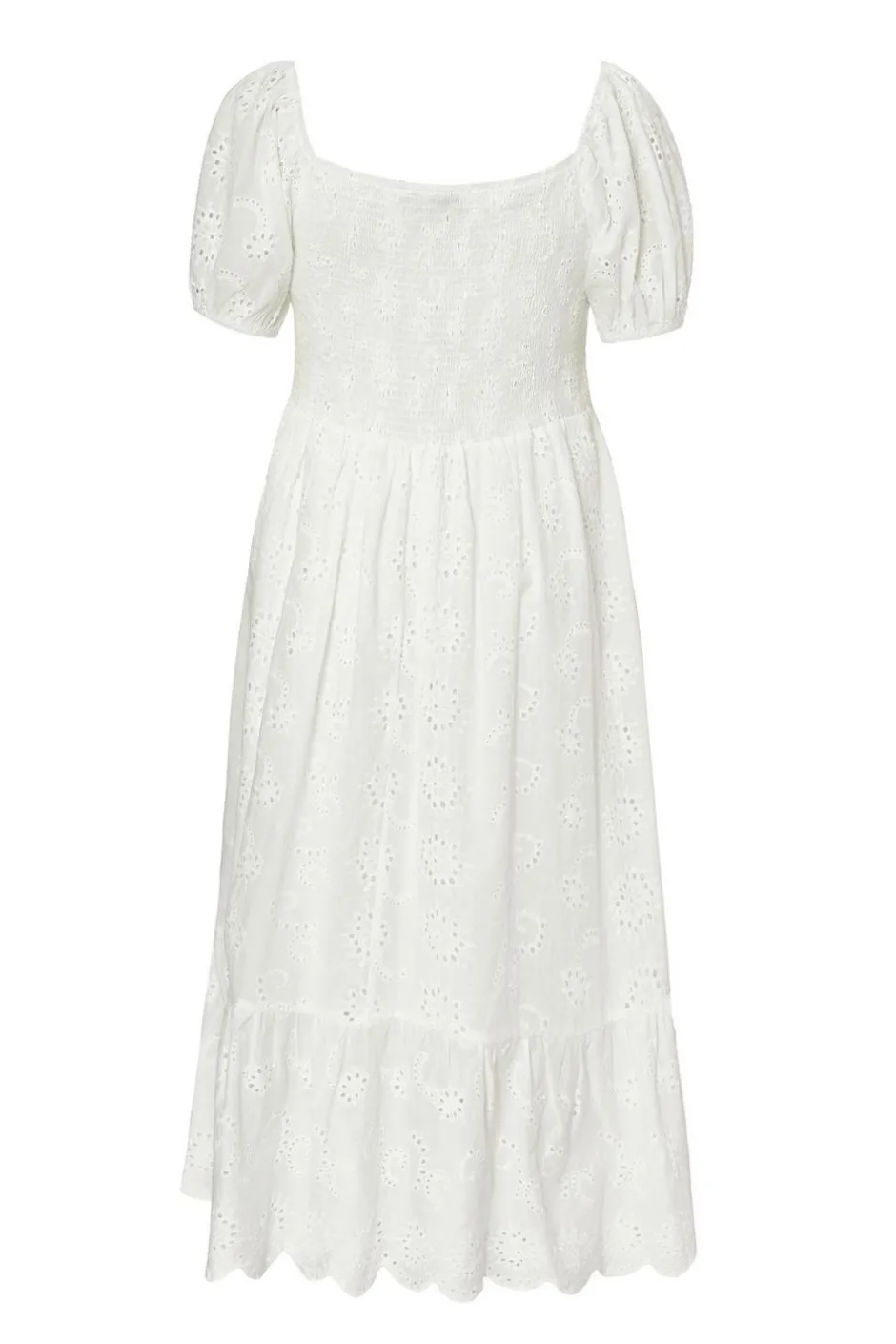 Quiz Curve White Embroidered Midi Dress Sale