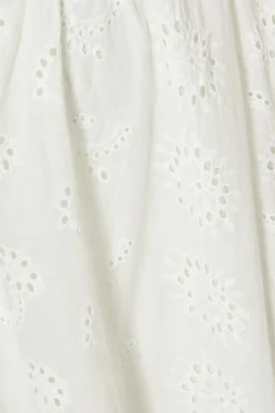 Quiz Curve White Embroidered Midi Dress Sale
