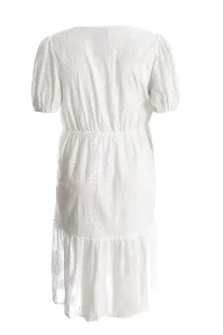 Quiz Curve White Embroidered Wrap Midi Dress Discount