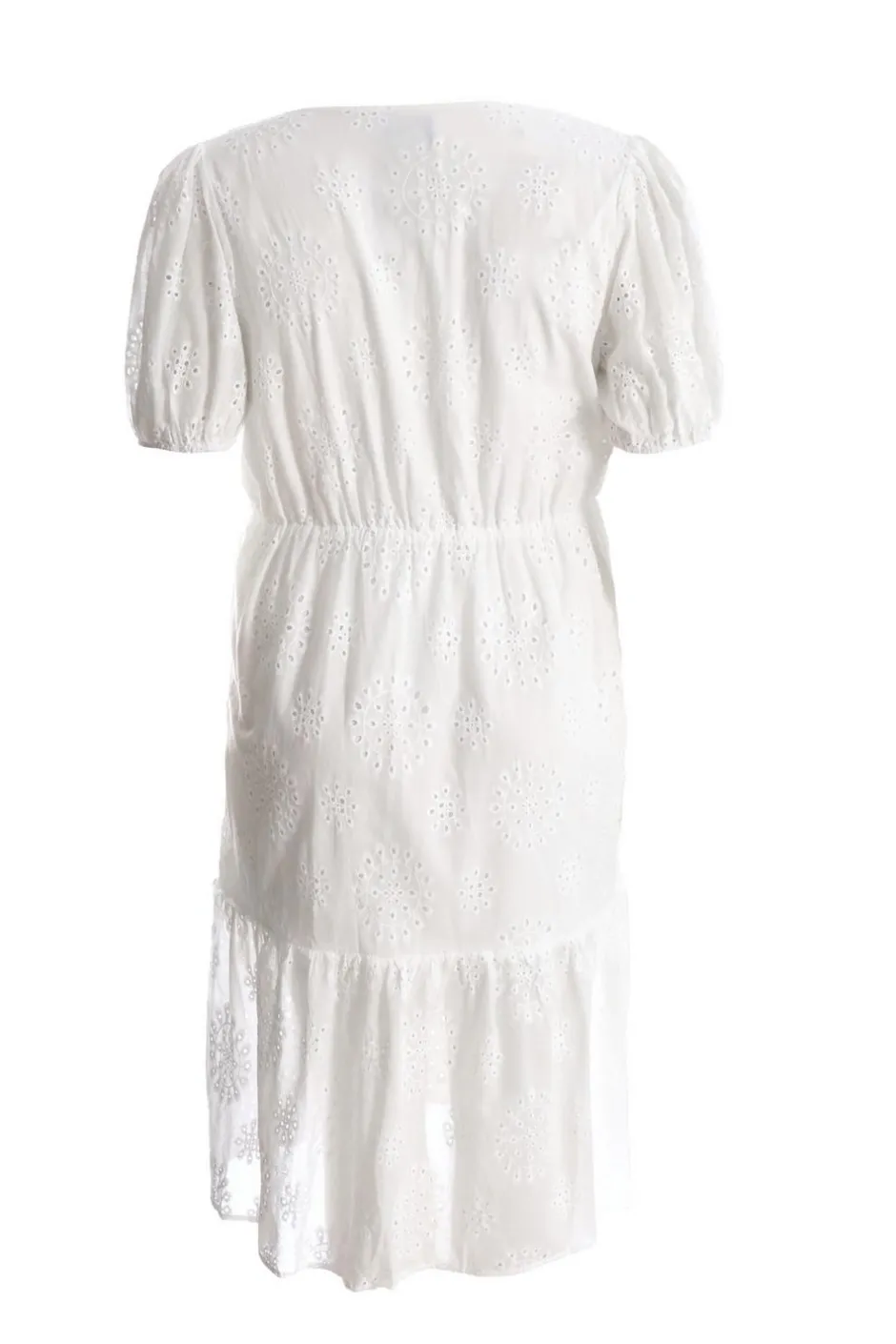 Quiz Curve White Embroidered Wrap Midi Dress Discount