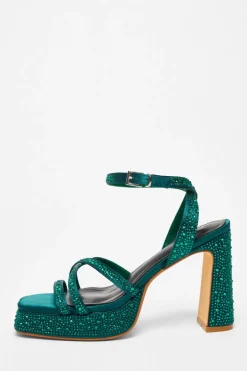Quiz Diamante Platform Heels Dark Green Sale