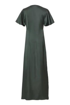 Quiz Satin Midaxi Dress Dark Green Online