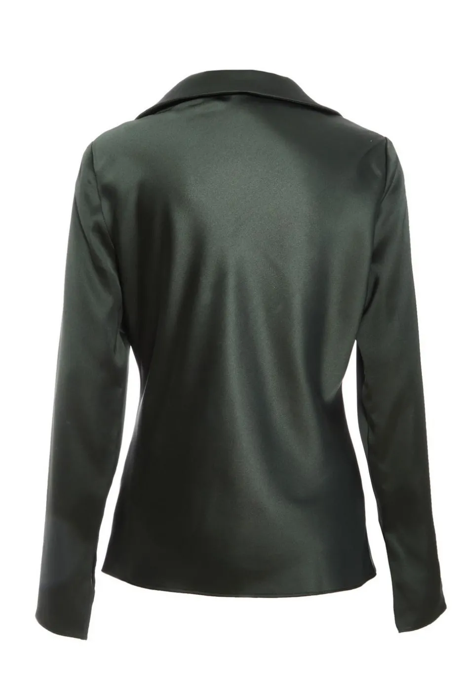 Quiz Dark Green Satin Tie Front Top Hot