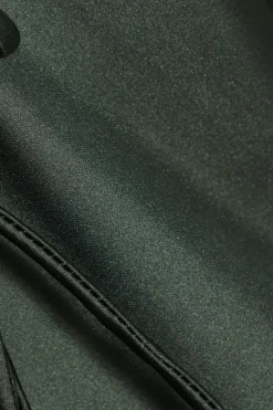 Quiz Dark Green Satin Tie Front Top Hot