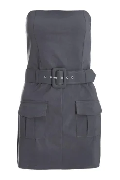 Quiz Dark Grey Bandeau Skort Playsuit Sale