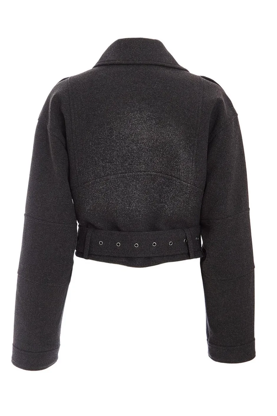 Quiz Dark Grey Cropped Biker Jacket Discount