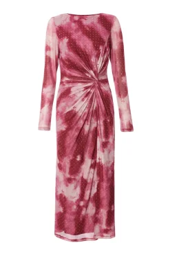 Quiz Dark Pink Marble Print Midaxi Dress