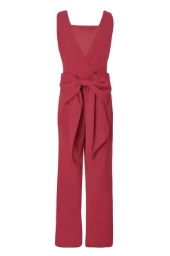 Quiz Dark Red Bow Back Jumpsuit Berry Discount