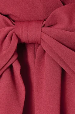 Quiz Dark Red Bow Back Jumpsuit Berry Discount