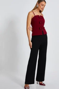Quiz Dark Red Bow Front Top Berry