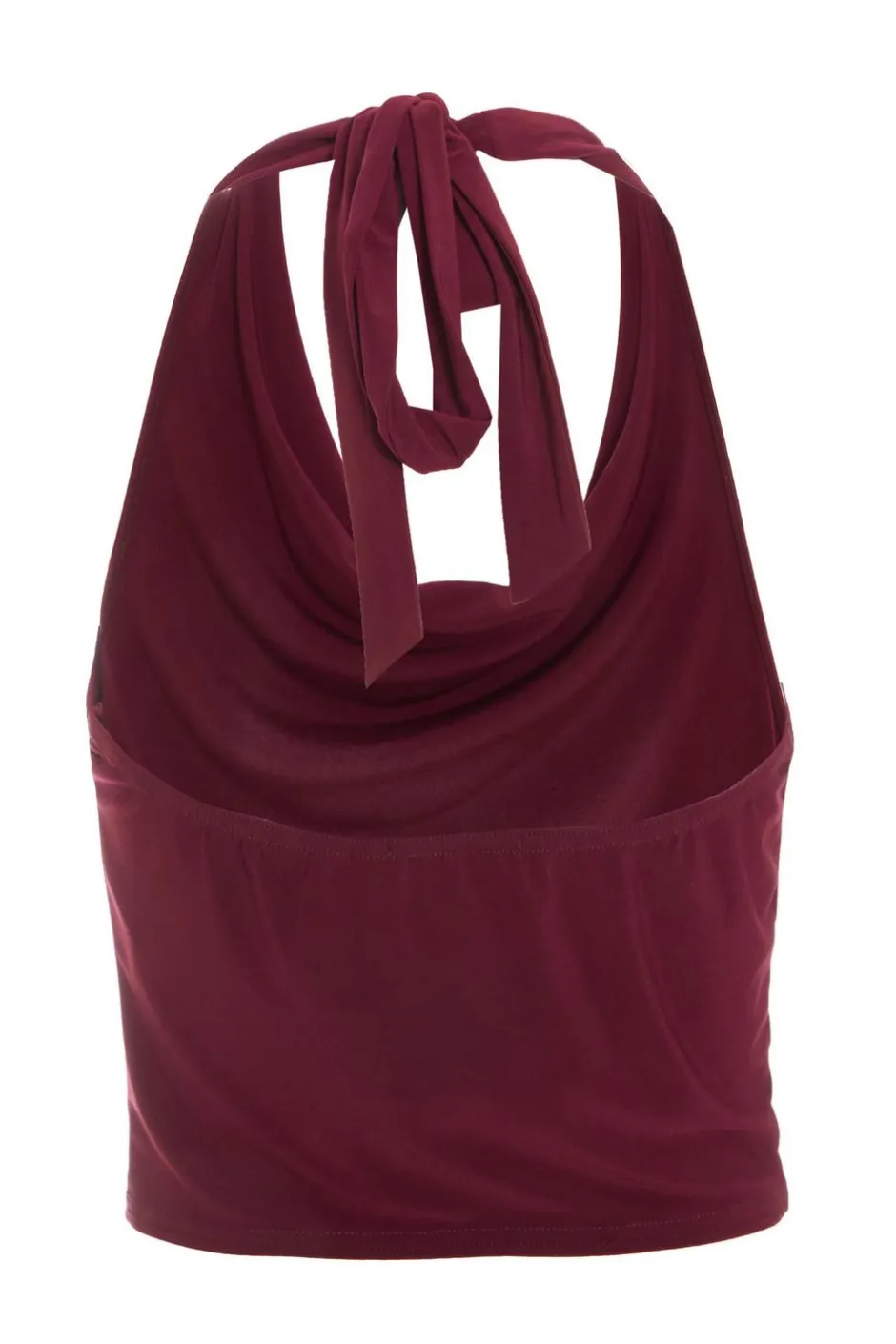 Quiz Dark Red Buckle Detail Crop Top Outlet