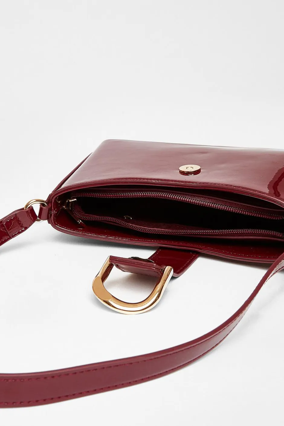 Quiz Dark Red Buckle Detail Shoulder Bag Berry Outlet