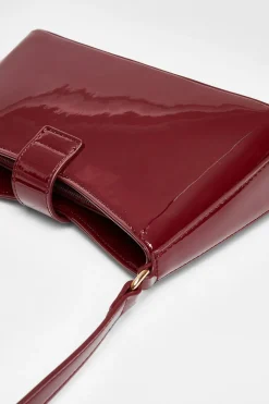 Quiz Dark Red Buckle Detail Shoulder Bag Berry Outlet
