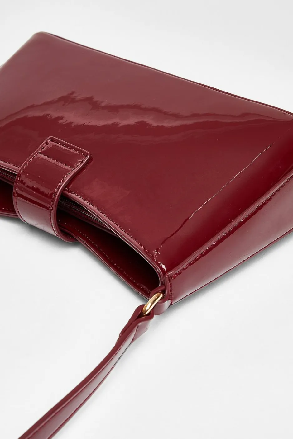 Quiz Dark Red Buckle Detail Shoulder Bag Berry Outlet
