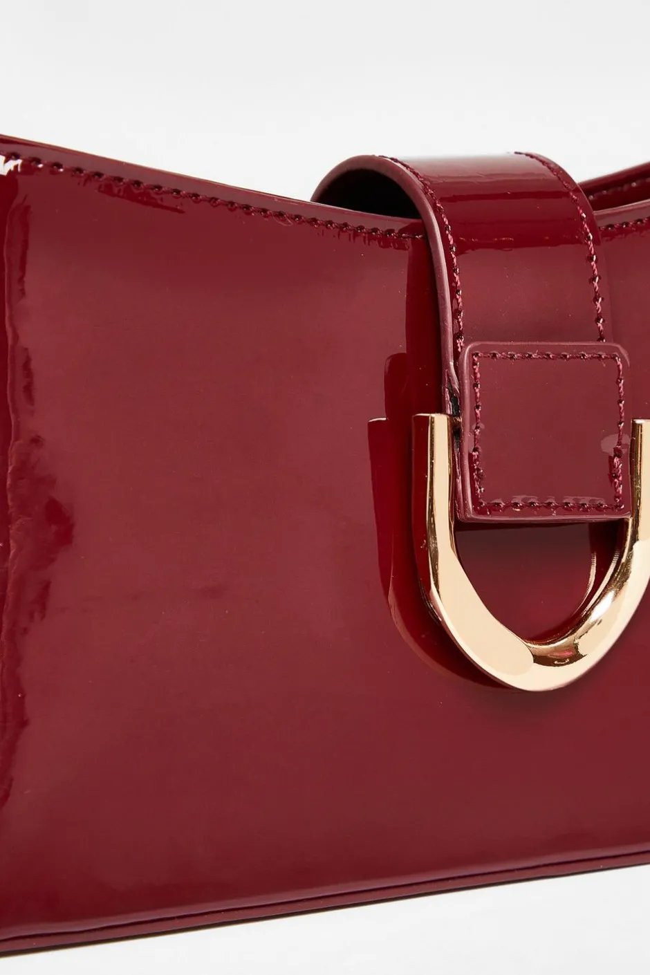 Quiz Dark Red Buckle Detail Shoulder Bag Berry Outlet