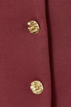 Quiz Dark Red Button Front Waistcoat Clearance
