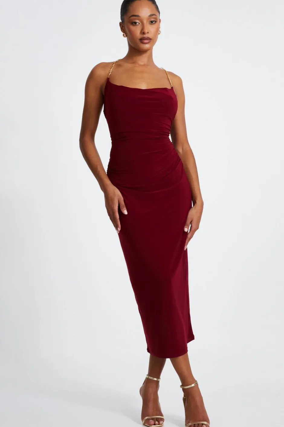Quiz Dark Red Chain Strap Midaxi Dress Best
