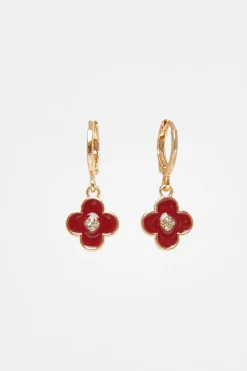Quiz Dark Red Clover Jewellery Set Berry