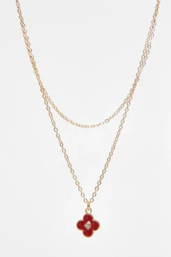 Quiz Dark Red Clover Jewellery Set Berry