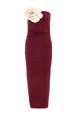 Quiz Dark Red Corsage Midaxi Dress Berry Online