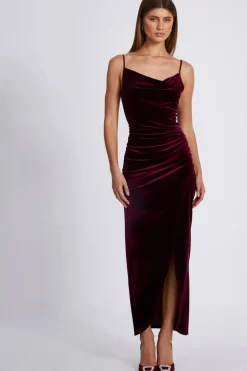 Quiz Dark Red Cowl Neck Midaxi Dress Hot
