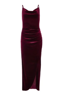 Quiz Dark Red Cowl Neck Midaxi Dress Hot