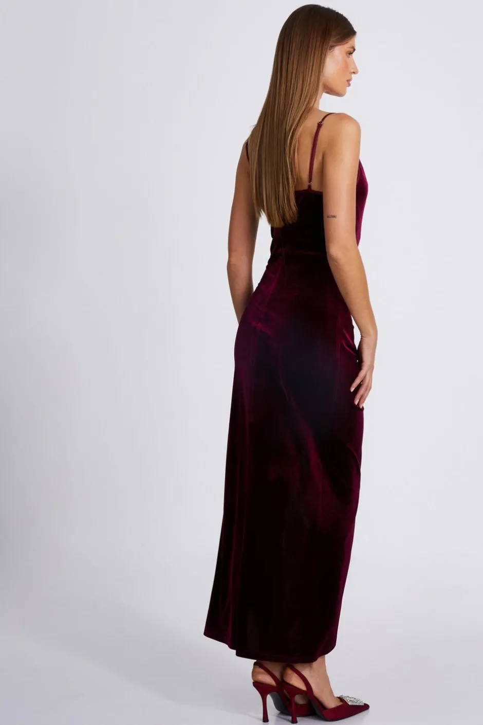 Quiz Dark Red Cowl Neck Midaxi Dress Hot