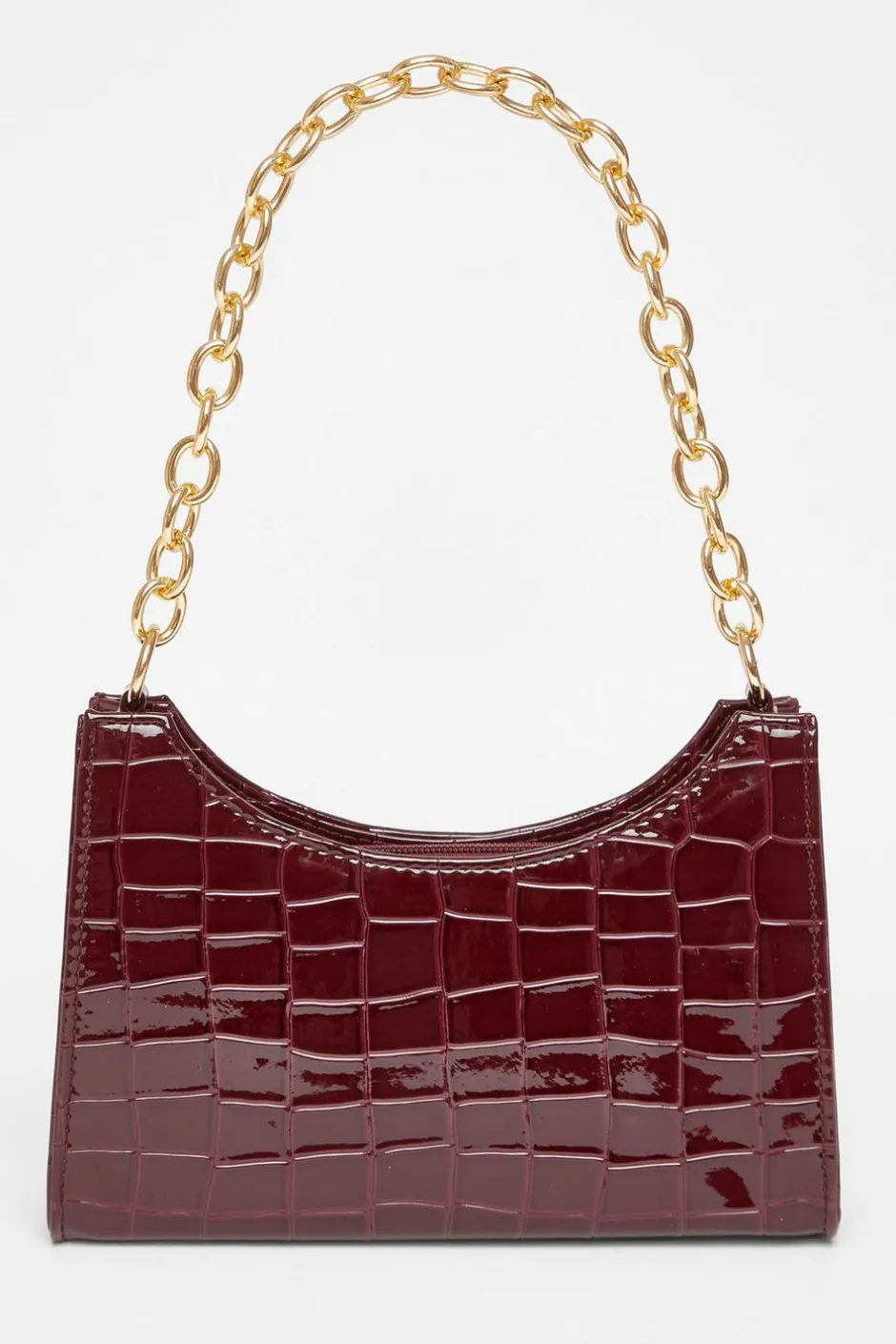Quiz Dark Red Croc Chain Shoulder Bag Burgundy Best