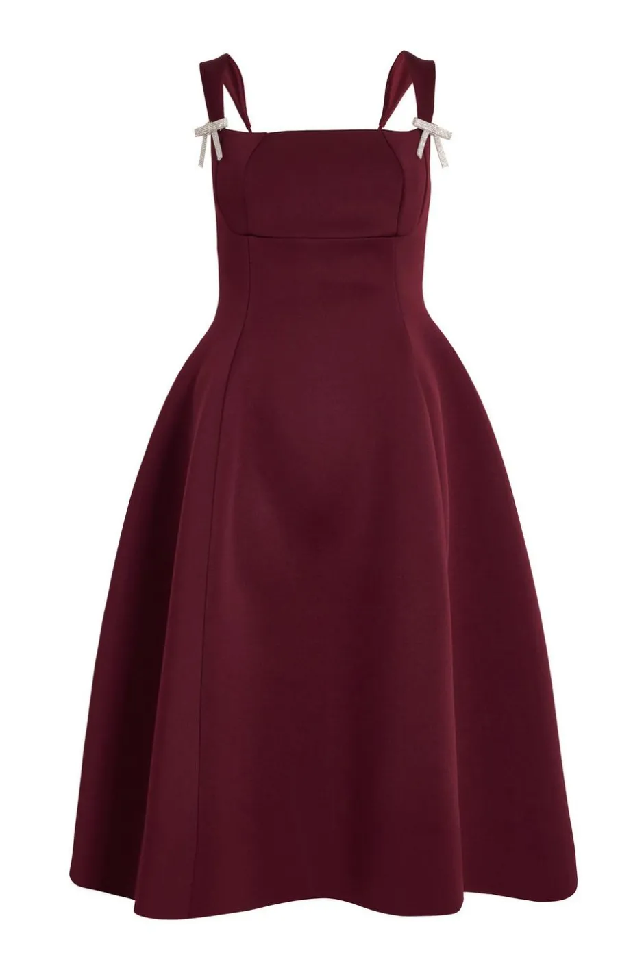 Quiz Dark Red Diamante Bow Midi Dress Wine Hot
