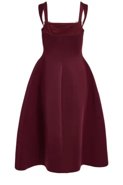 Quiz Dark Red Diamante Bow Midi Dress Wine Hot