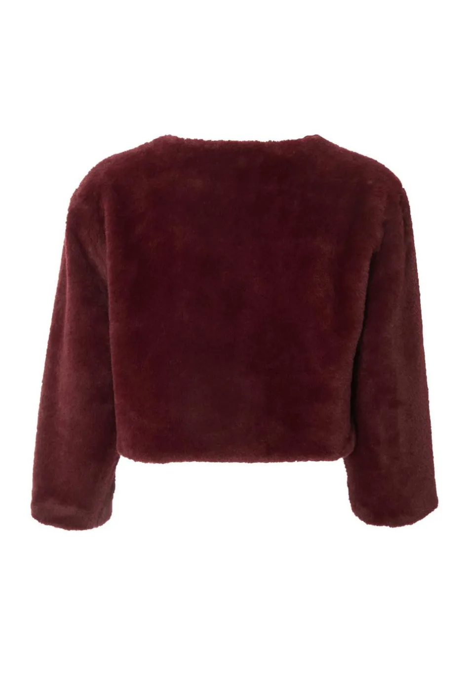 Quiz Dark Red Faux Fur Long Sleeve Cape Berry Discount