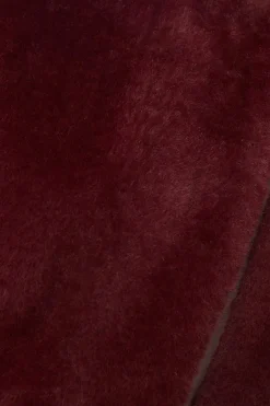 Quiz Dark Red Faux Fur Long Sleeve Cape Berry Discount
