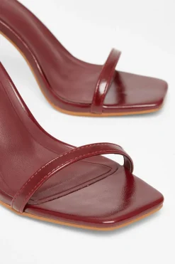 Quiz Dark Red Faux Leather Barely There Heels Burgundy Online