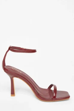 Quiz Dark Red Faux Leather Barely There Heels Burgundy Online
