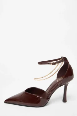 Quiz Dark Red Faux Leather Court Heels New