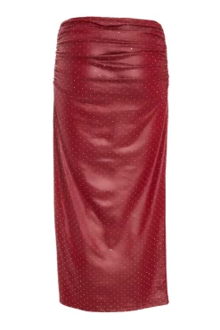 Quiz Dark Red Faux Leather Midaxi Skirt Online