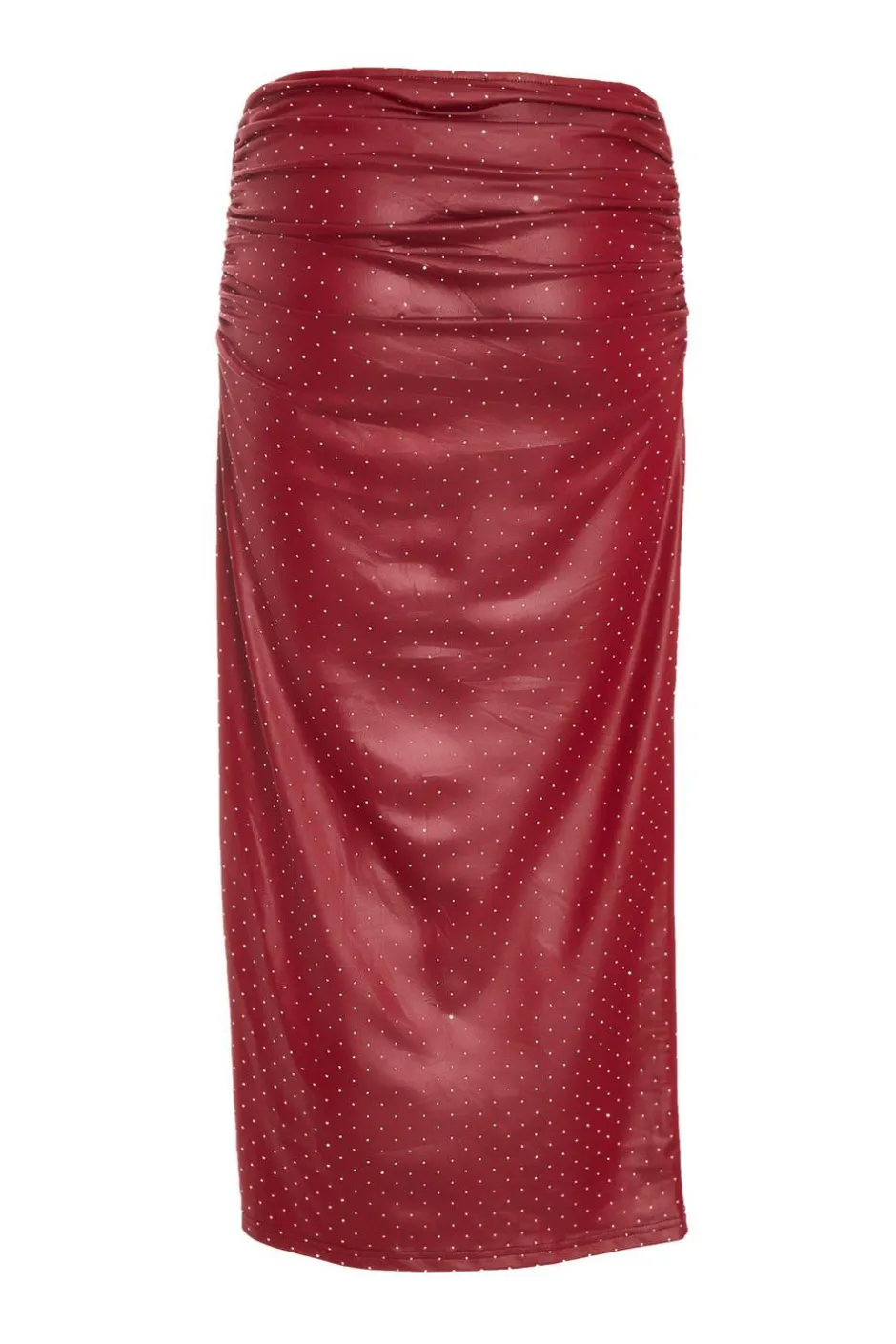 Quiz Dark Red Faux Leather Midaxi Skirt Online