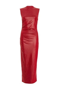Quiz Dark Red Faux Leather Midaxi Dress Sale