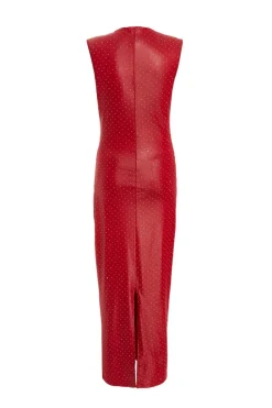 Quiz Dark Red Faux Leather Midaxi Dress Sale