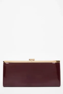Quiz Dark Red Faux Leather Patent Clutch Hot