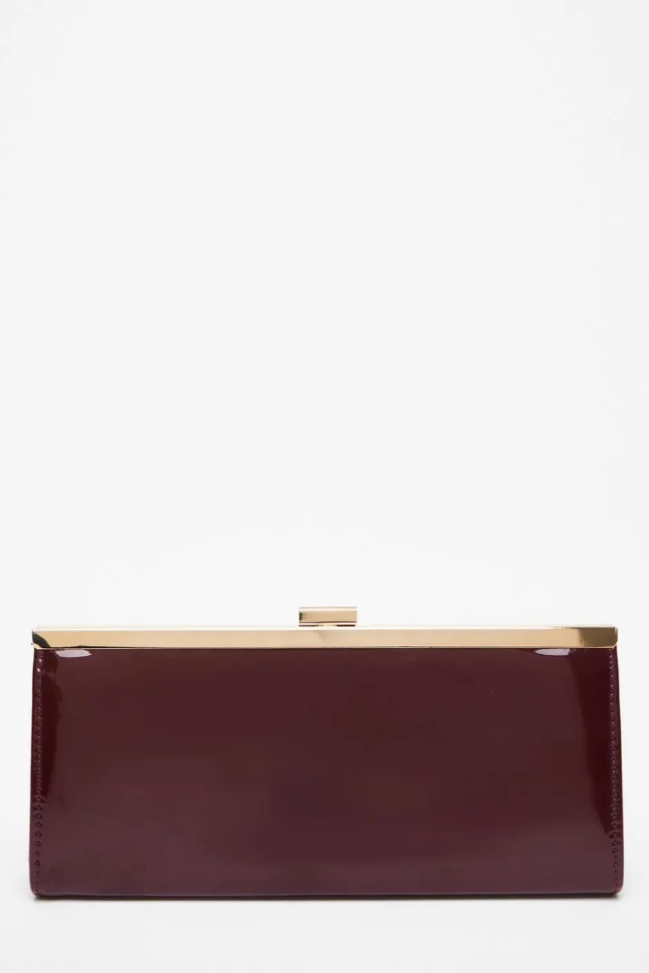 Quiz Dark Red Faux Leather Patent Clutch Hot