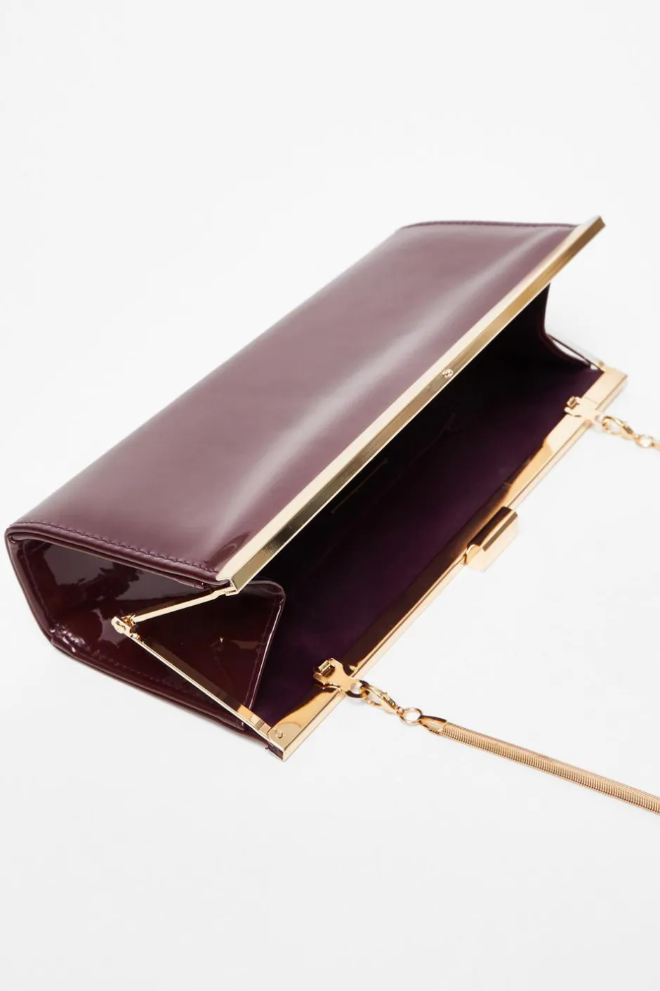 Quiz Dark Red Faux Leather Patent Clutch Hot
