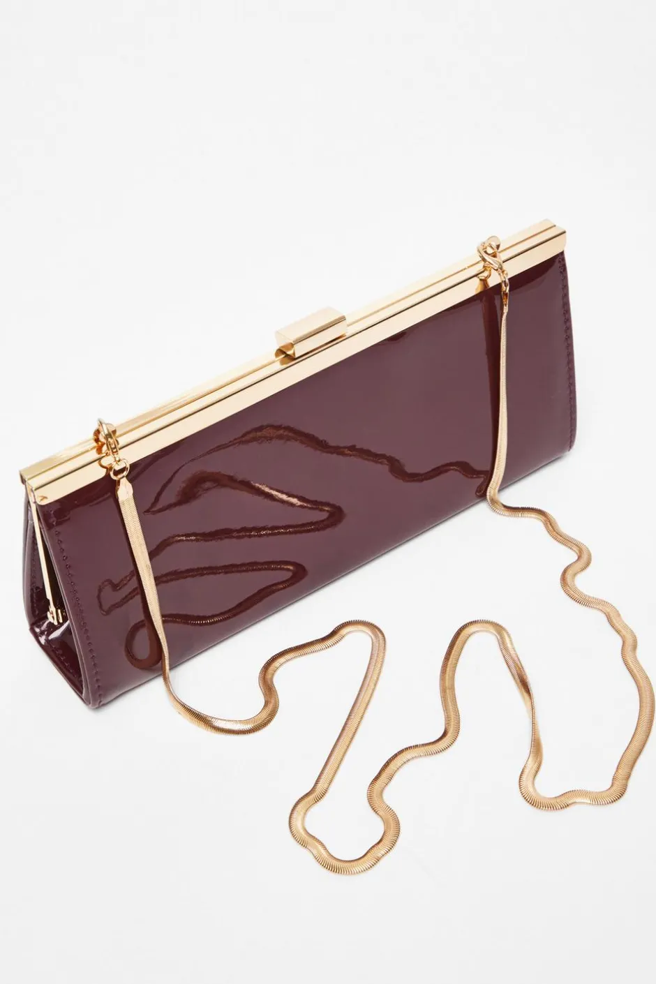 Quiz Dark Red Faux Leather Patent Clutch Hot