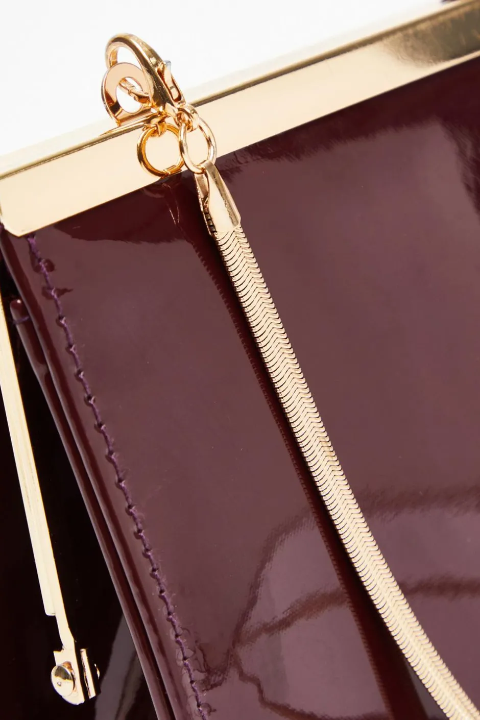 Quiz Dark Red Faux Leather Patent Clutch Hot