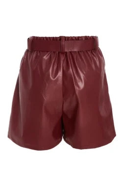 Quiz Dark Red Faux Leather Skort Outlet