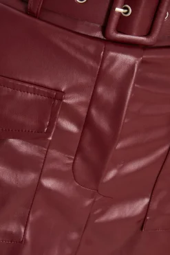 Quiz Dark Red Faux Leather Skort Outlet