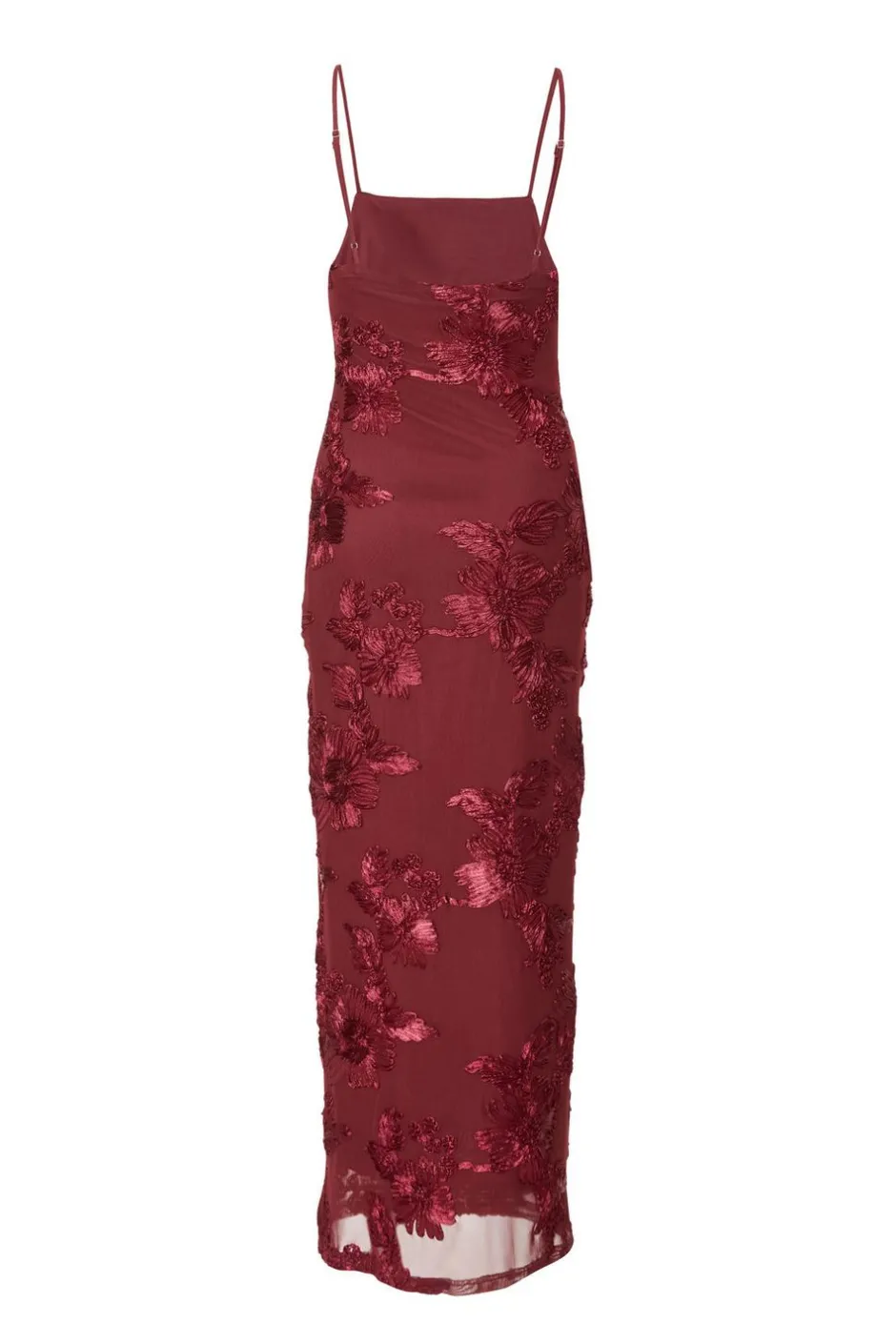 Quiz Dark Red Floral Applique Midaxi Dress Wine Best