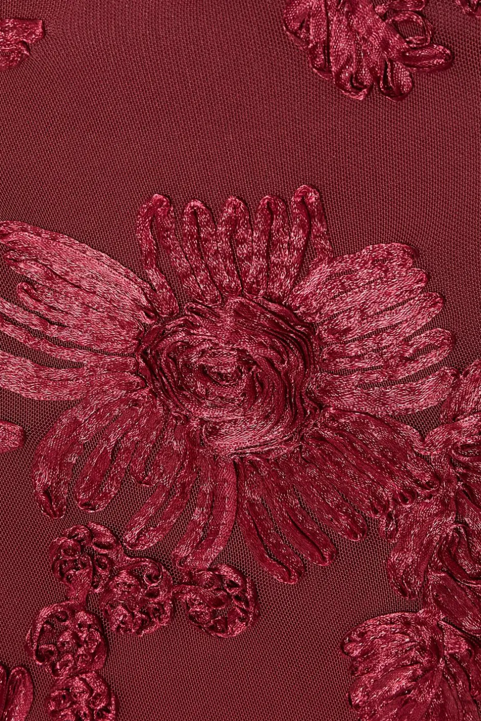 Quiz Dark Red Floral Applique Midaxi Dress Wine Best